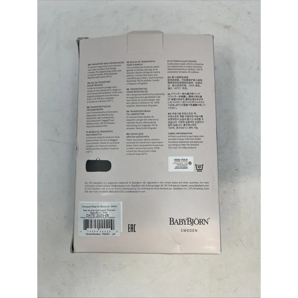 BabyBjörn Transport Bag for Baby Bjorn Bouncer Black Carry & Storage Bag NIB